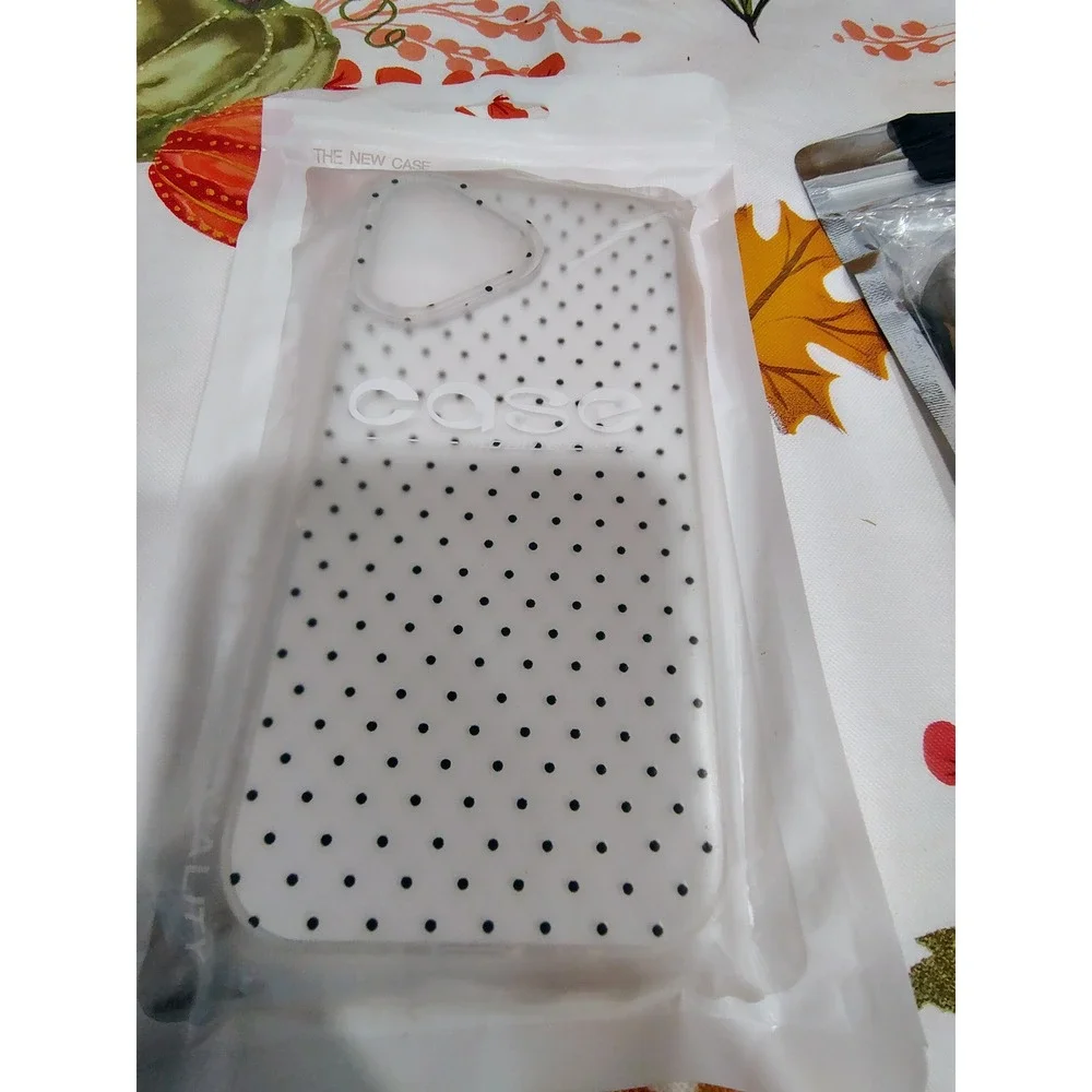 White Black Polka Dot Clear Jelly Phone Case Protective Cover SJK027-18 New